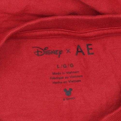 American Eagle Men’s Red Disney Mickey Mouse Graphic Cotton T-Shirt Size L
