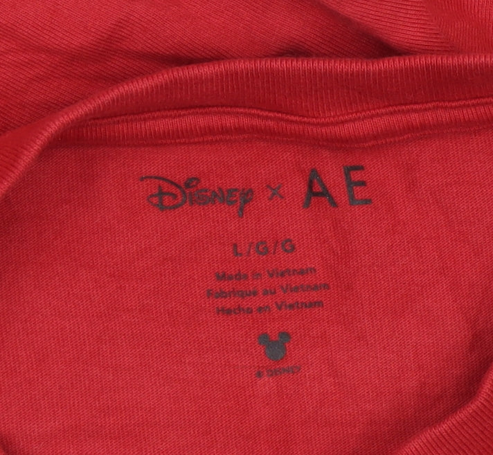 American Eagle Men’s Red Disney Mickey Mouse Graphic Cotton T-Shirt Size L