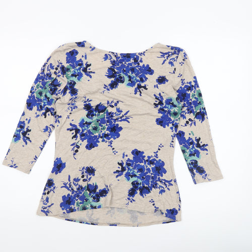 Phase Eight Women's Beige Blue Floral Tunic Top Size 12