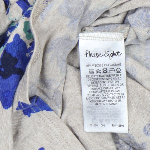Phase Eight Women's Beige Blue Floral Tunic Top Size 12