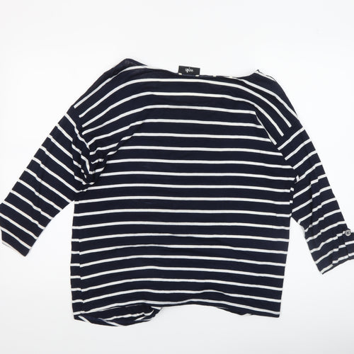 Wallis Women’s Blue Striped Heart T-Shirt Size M 3/4 Sleeve