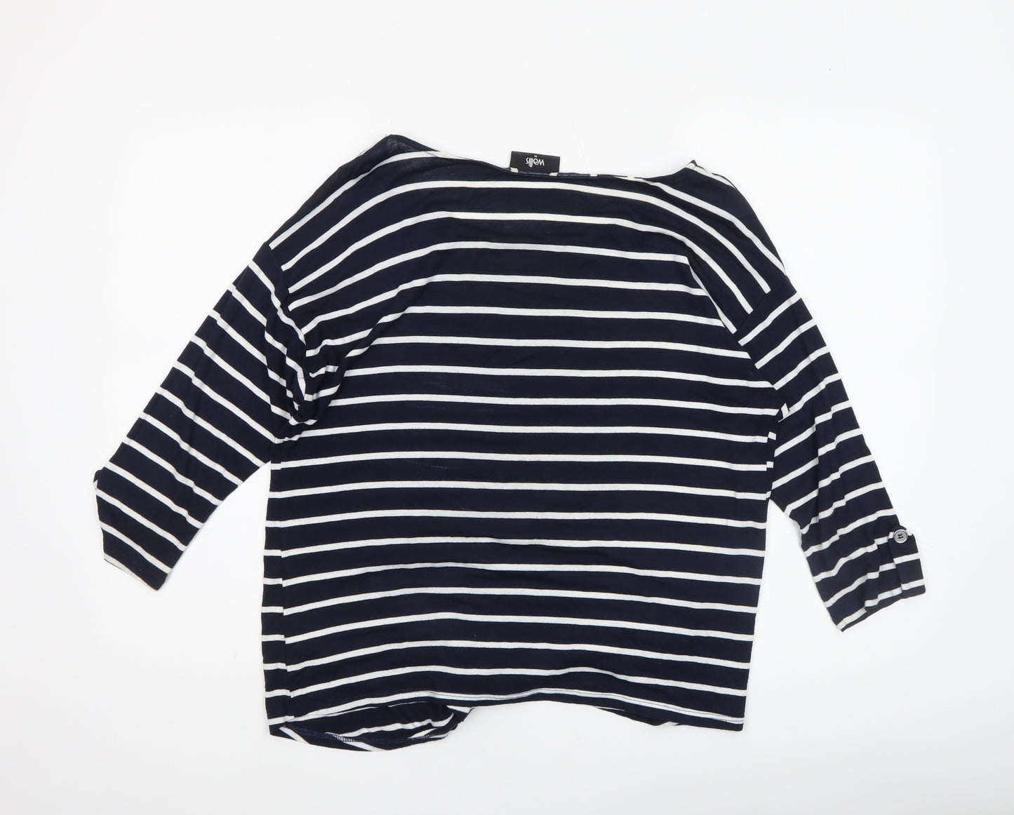 Wallis Women’s Blue Striped Heart T-Shirt Size M 3/4 Sleeve