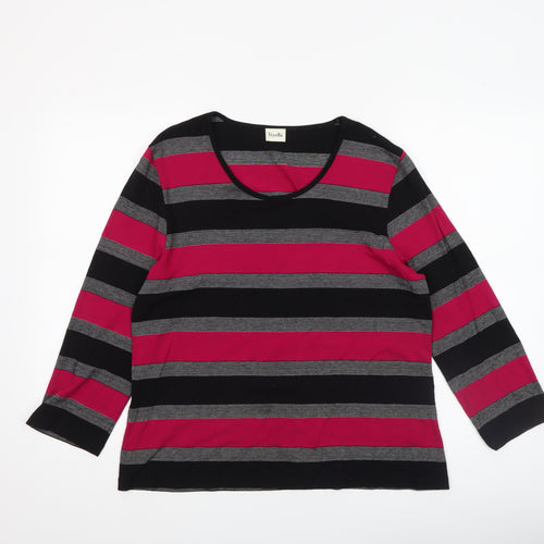 Viyella Women’s Multicoloured Striped Long Sleeve Jersey T-Shirt L