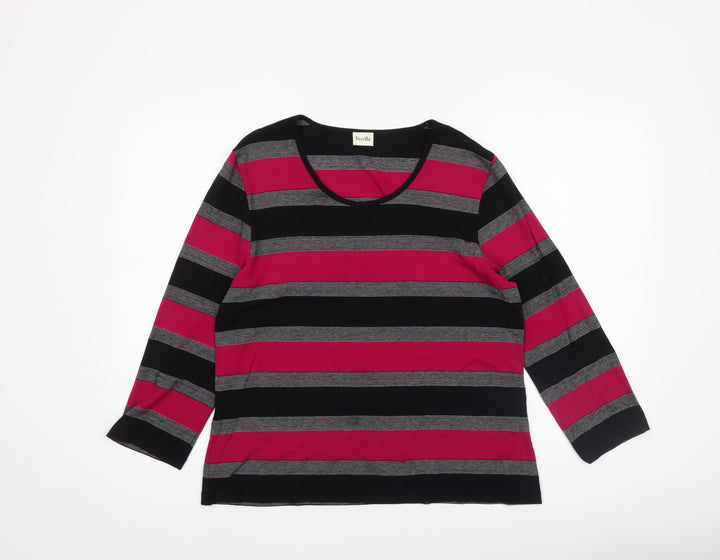 Viyella Women’s Multicoloured Striped Long Sleeve Jersey T-Shirt L