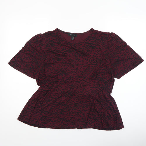 New Look Women's Red Animal Print Peplum Blouse Size 14