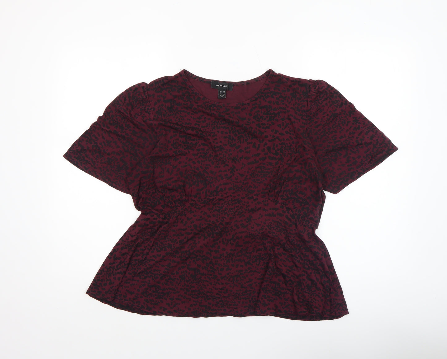 New Look Women's Red Animal Print Peplum Blouse Size 14