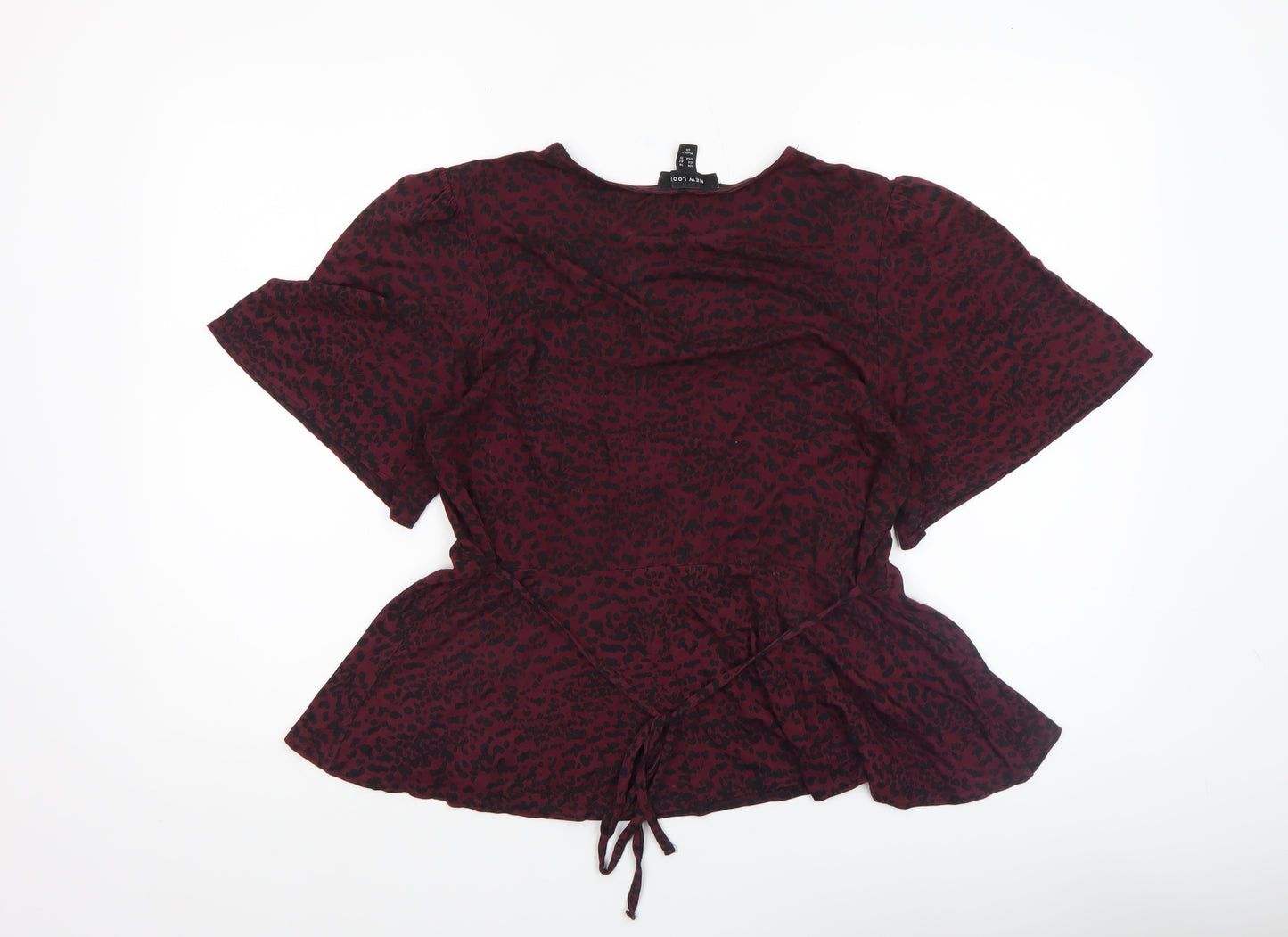New Look Women's Red Animal Print Peplum Blouse Size 14