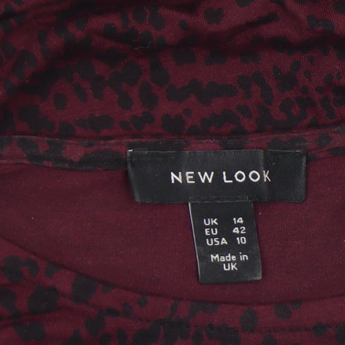 New Look Women's Red Animal Print Peplum Blouse Size 14