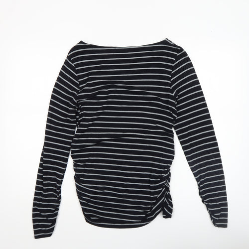 Mint Velvet Women's Black Striped Long Sleeve Boat Neck Jersey Top Size 14