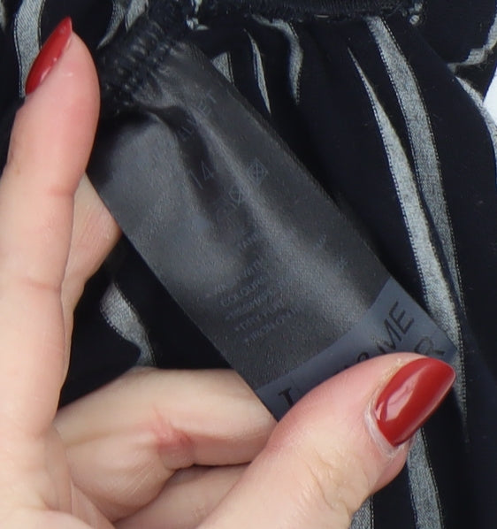 Mint Velvet Women's Black Striped Long Sleeve Boat Neck Jersey Top Size 14