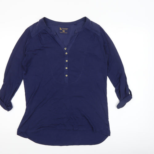 Tu Women's Blue 3/4 Sleeve Tunic Blouse Size 10