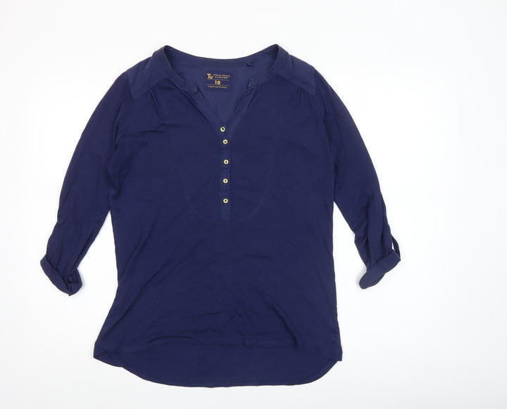 Tu Women's Blue 3/4 Sleeve Tunic Blouse Size 10