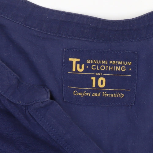 Tu Women's Blue 3/4 Sleeve Tunic Blouse Size 10