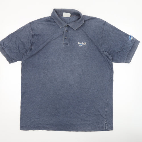 Reebok Men's Blue Vintage Cotton Polo Shirt Size L