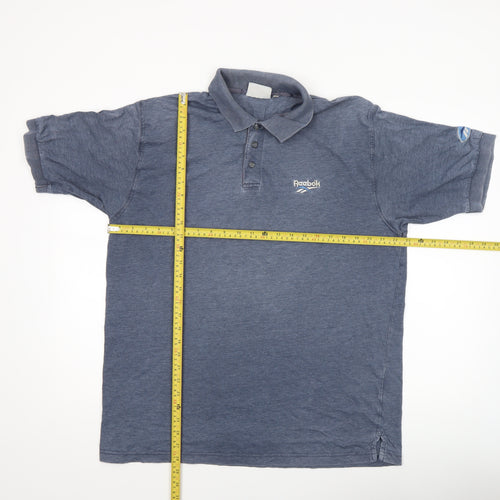 Reebok Men's Blue Vintage Cotton Polo Shirt Size L