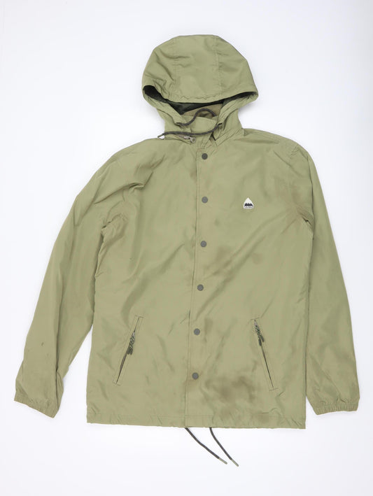 Burton Men's Green M Waterproof Hooded Rain Jacket with Lining