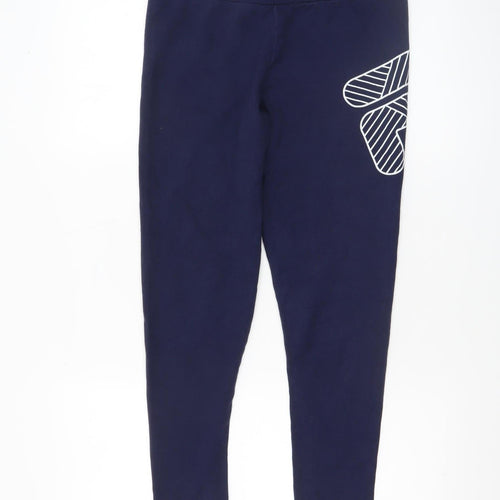 Fila Womens Blue Cotton Stretch Mid Rise Logo Leggings Size M