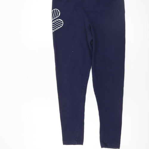 Fila Womens Blue Cotton Stretch Mid Rise Logo Leggings Size M