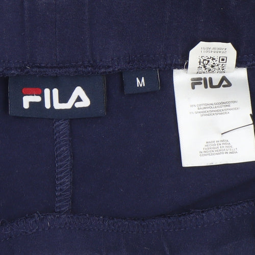 Fila Womens Blue Cotton Stretch Mid Rise Logo Leggings Size M