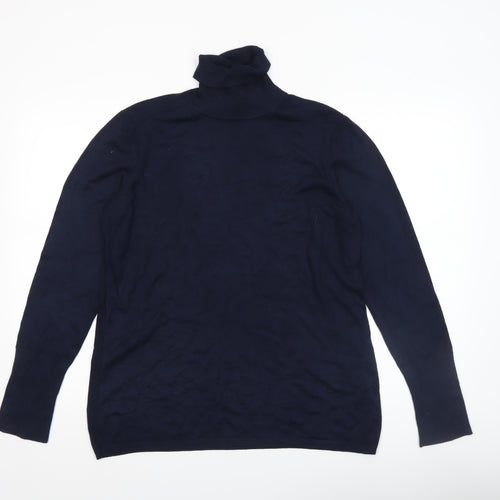 Esprit Women Navy Blue XL Roll Neck Long Sleeve Jumper