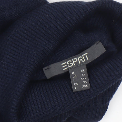 Esprit Women Navy Blue XL Roll Neck Long Sleeve Jumper