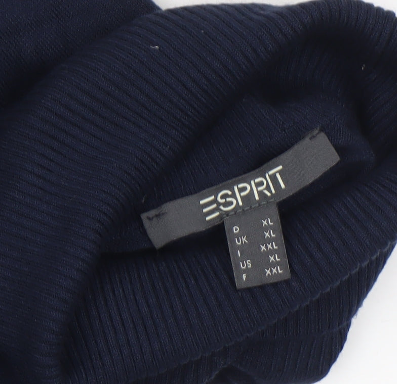 Esprit Women Navy Blue XL Roll Neck Long Sleeve Jumper