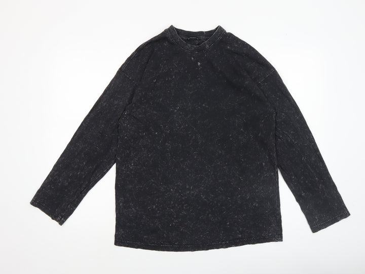 Monki Women's Black XS Long Sleeve Basic Cotton T-Shirt