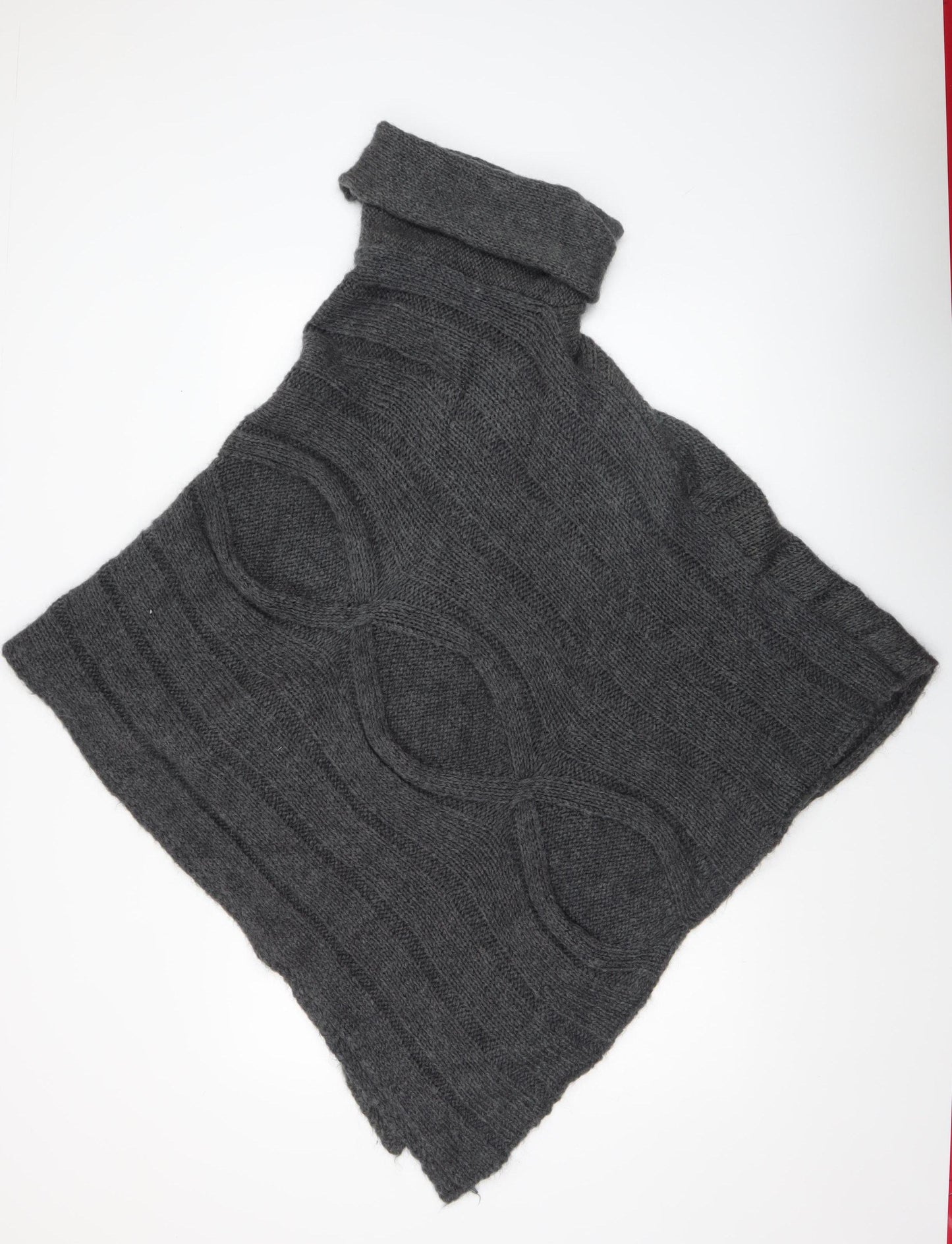 Marks and Spencer Per Una Grey Chunky Knit Roll Neck Cape Poncho S/M Womens