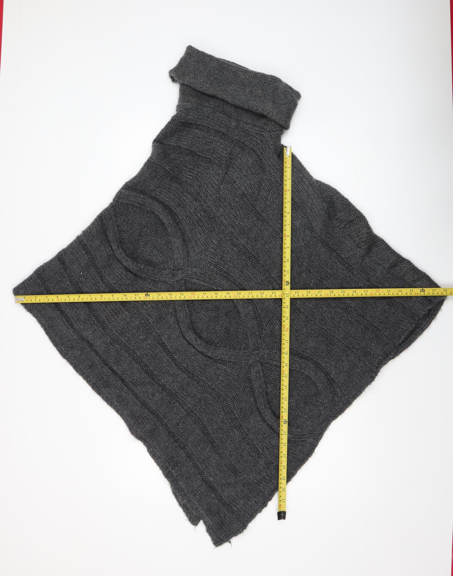 Marks and Spencer Per Una Grey Chunky Knit Roll Neck Cape Poncho S/M Womens
