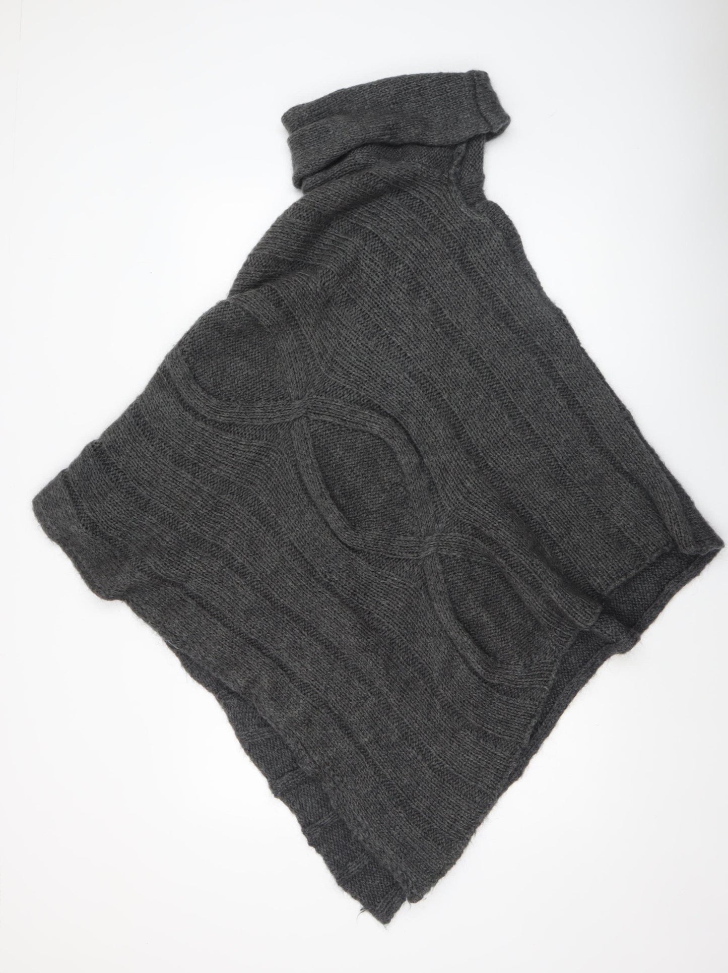 Marks and Spencer Per Una Grey Chunky Knit Roll Neck Cape Poncho S/M Womens