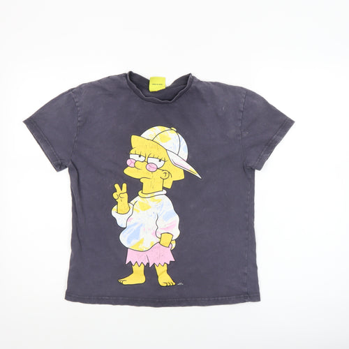 The Simpsons Girls Black Graphic Short Sleeve T-Shirt 10-11 Years 146cm Cotton