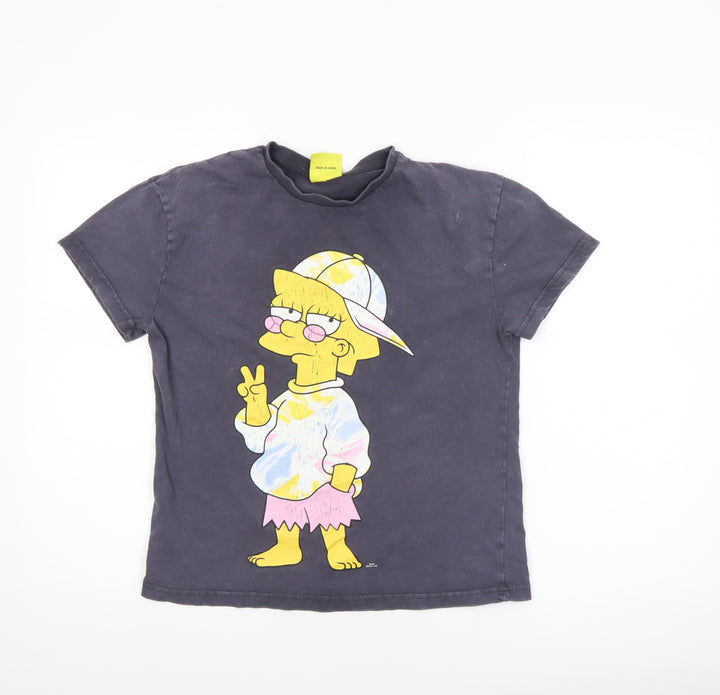 The Simpsons Girls Black Graphic Short Sleeve T-Shirt 10-11 Years 146cm Cotton