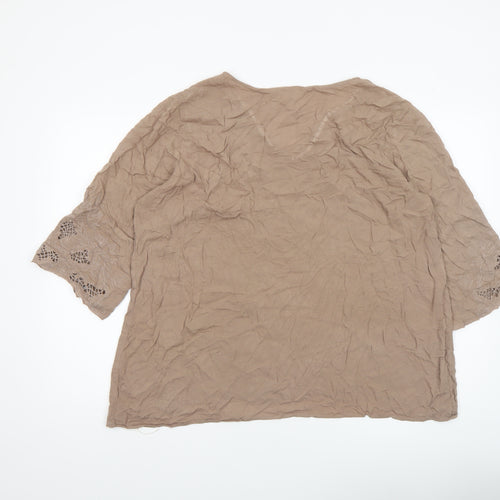 Forgotten Grace Women’s Beige Embroidered Tunic Blouse 2XL Rayon