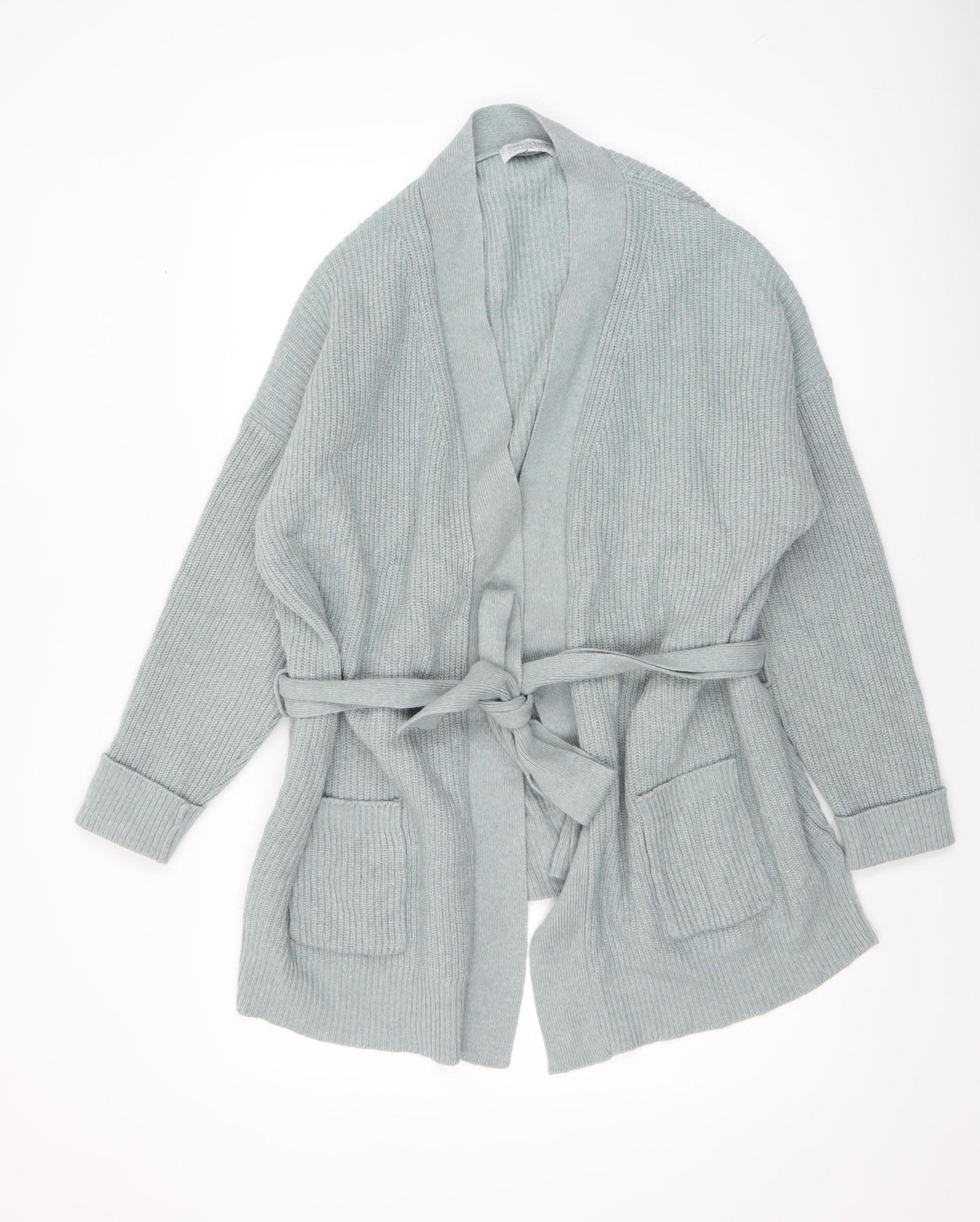 Country Collection Women’s Grey Lambswool Cotton Belted Cardigan XL