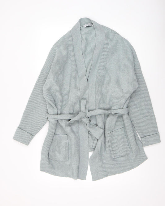 Country Collection Women’s Grey Lambswool Cotton Belted Cardigan XL