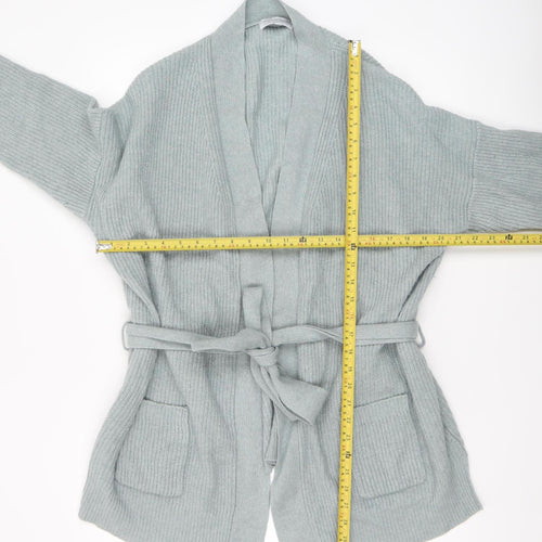 Country Collection Women’s Grey Lambswool Cotton Belted Cardigan XL