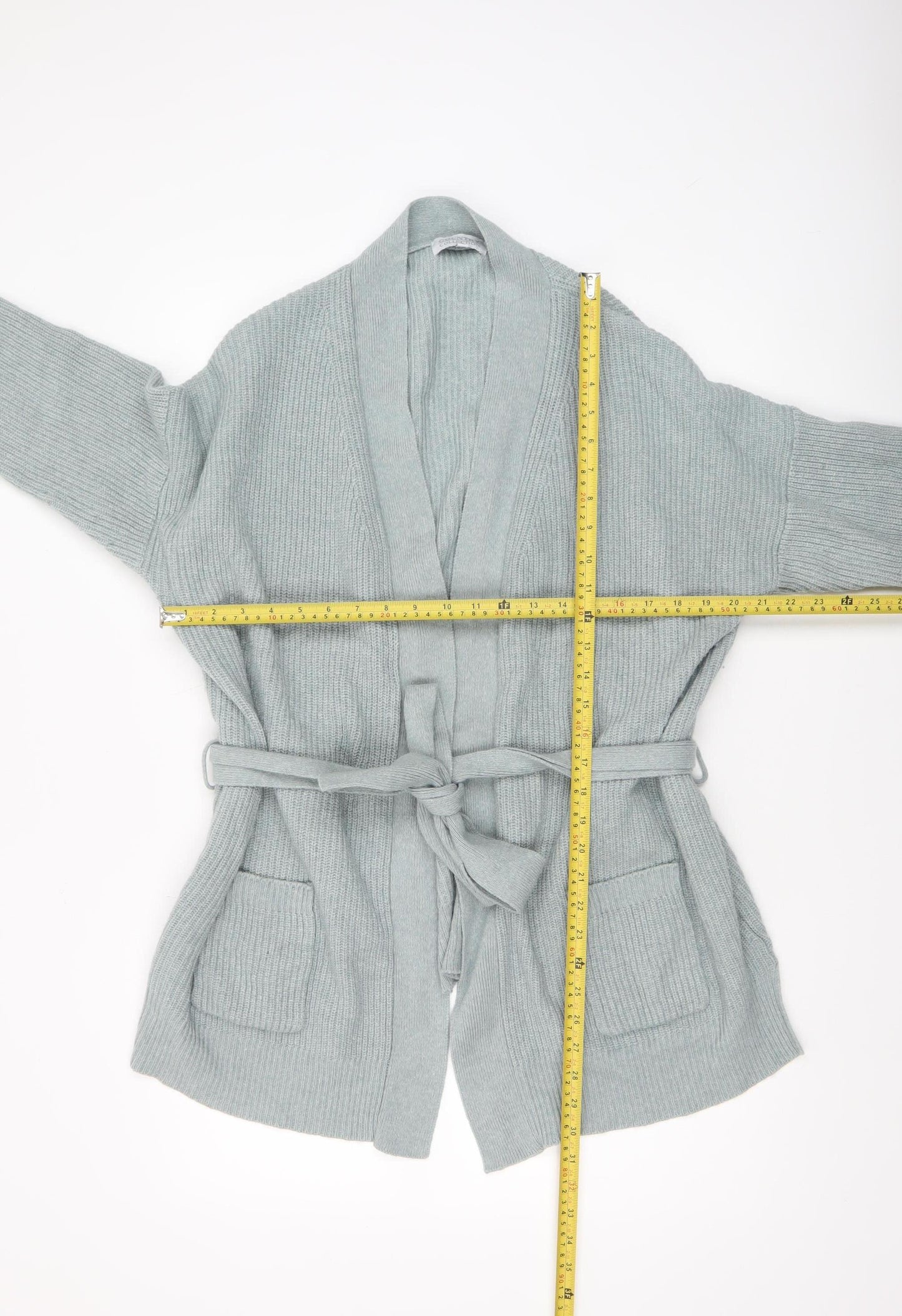 Country Collection Women’s Grey Lambswool Cotton Belted Cardigan XL