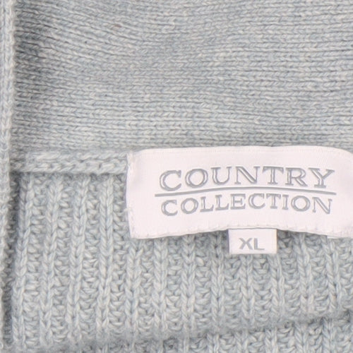 Country Collection Women’s Grey Lambswool Cotton Belted Cardigan XL