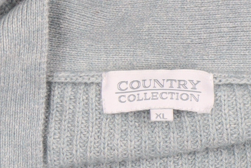 Country Collection Women’s Grey Lambswool Cotton Belted Cardigan XL