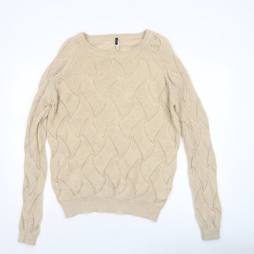 River Island Women’s Beige Mohair Blend Crew Neck Knit Jumper Size 12