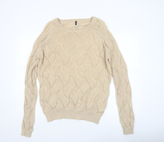 River Island Women’s Beige Mohair Blend Crew Neck Knit Jumper Size 12