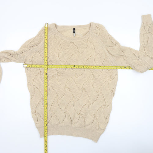 River Island Women’s Beige Mohair Blend Crew Neck Knit Jumper Size 12
