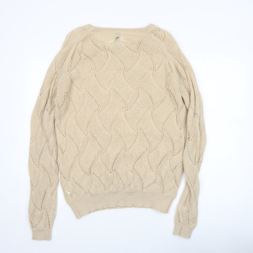 River Island Women’s Beige Mohair Blend Crew Neck Knit Jumper Size 12