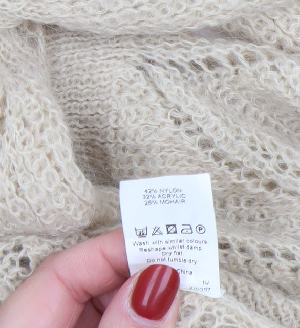 River Island Women’s Beige Mohair Blend Crew Neck Knit Jumper Size 12