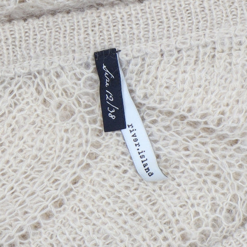 River Island Women’s Beige Mohair Blend Crew Neck Knit Jumper Size 12