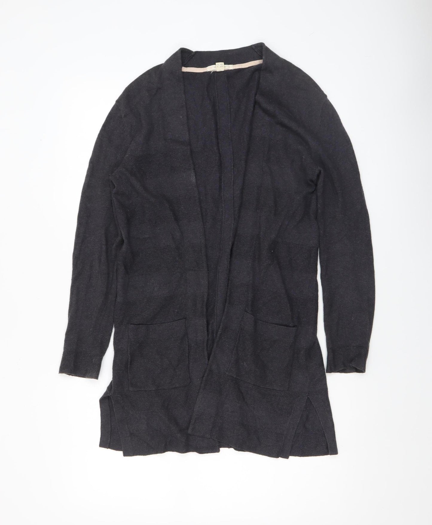 White Stuff Women's Black Long Sleeve Open Cardigan Size 8 Cotton Cashmere