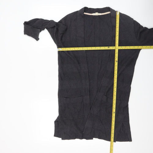 White Stuff Women's Black Long Sleeve Open Cardigan Size 8 Cotton Cashmere