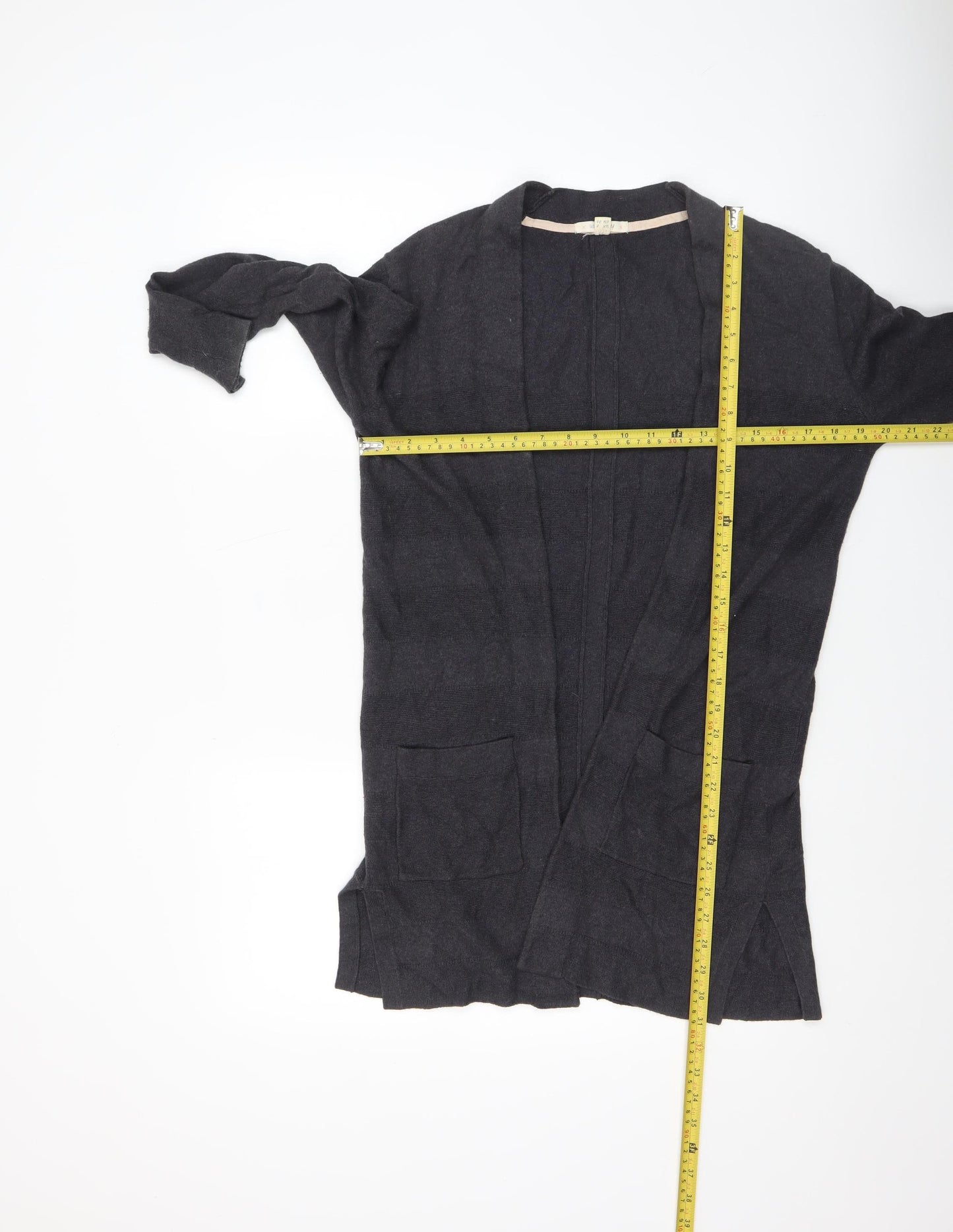 White Stuff Women's Black Long Sleeve Open Cardigan Size 8 Cotton Cashmere