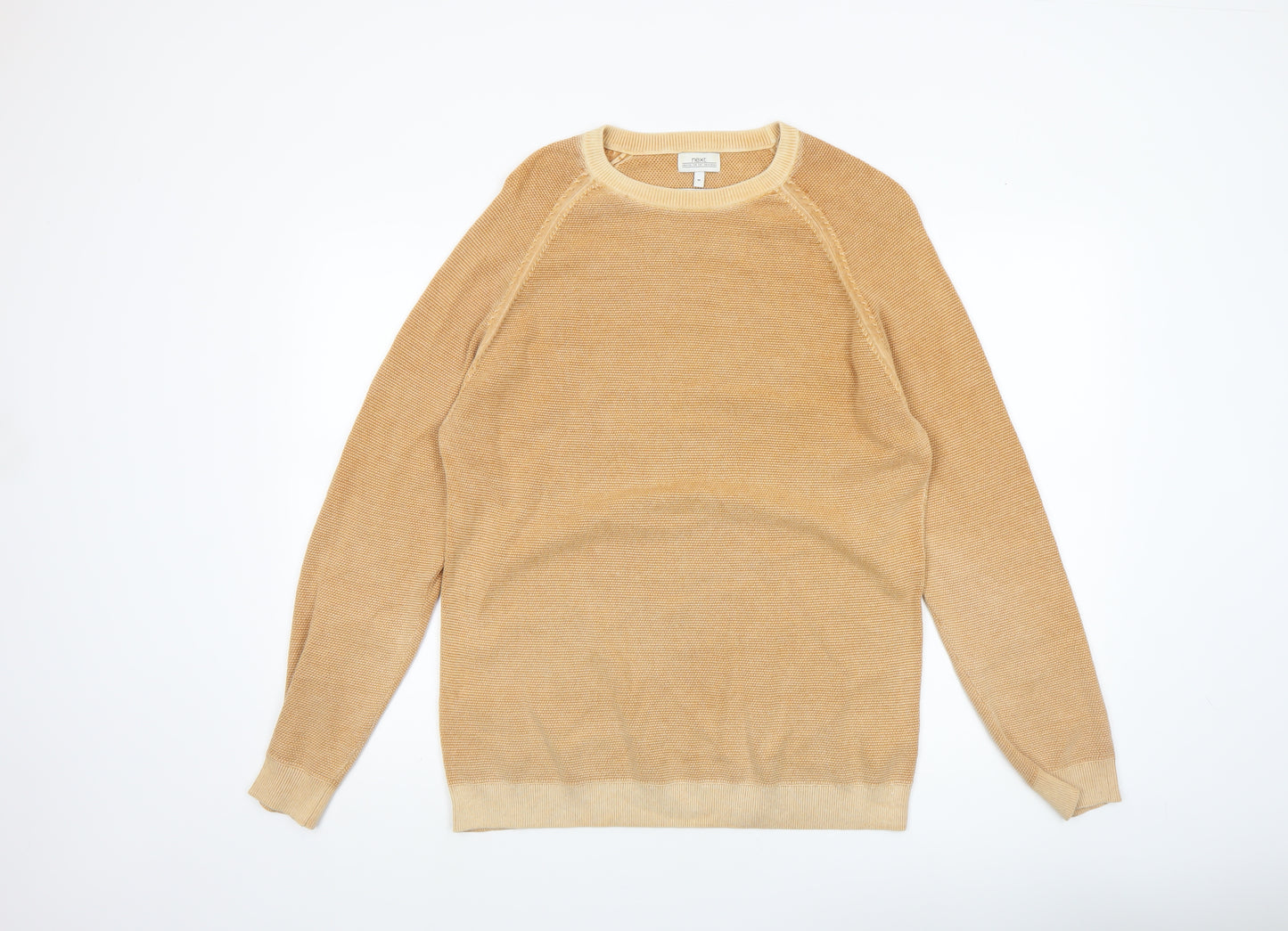 Next Men’s Beige Cotton Crew Neck Jumper Size M Regular Fit