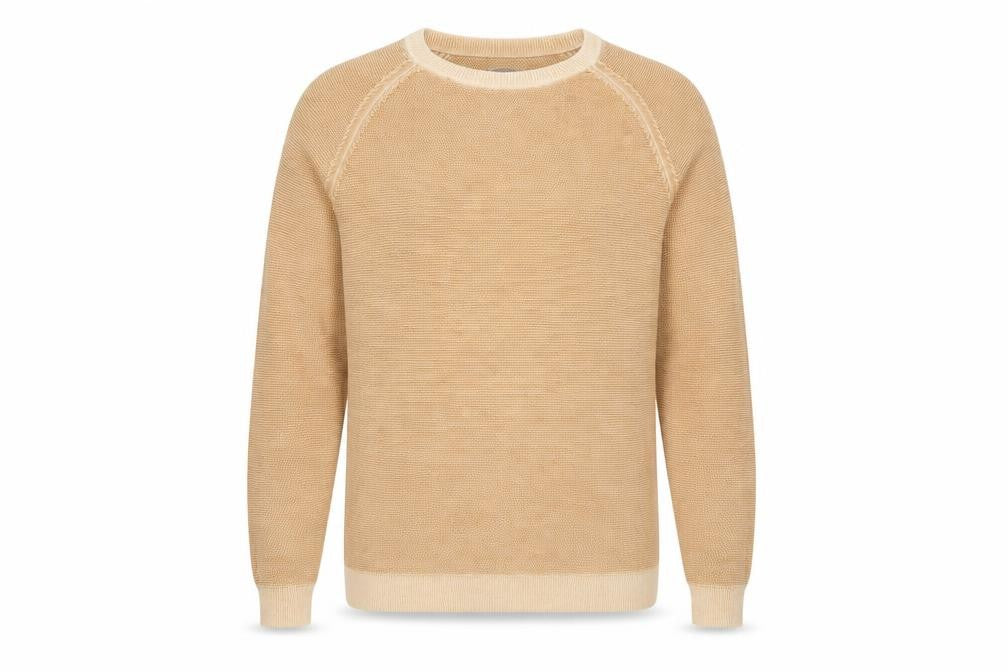 Front view of Next Men’s Beige Cotton Crew Neck Jumper, size M, Regular Fit